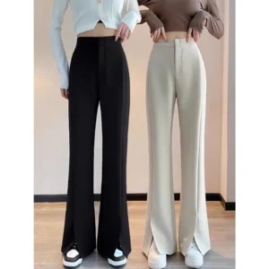 Celana Panjang Wanita Cutbray Belah Depan – High Waist Flare Pants Korean Style